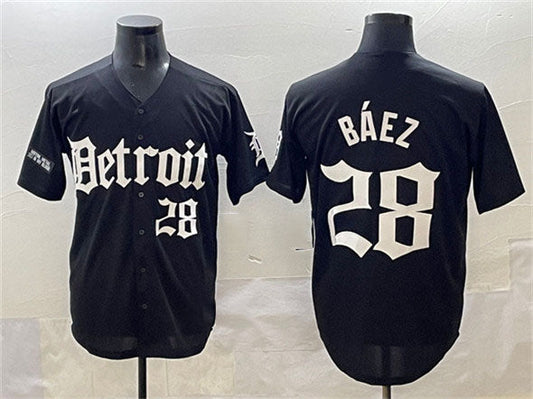 Detroit Tigers #28 Javier B¨¢ez Black 'Motor Gothic Edition' Vapor Premier Limited Stitched Baseball Jersey