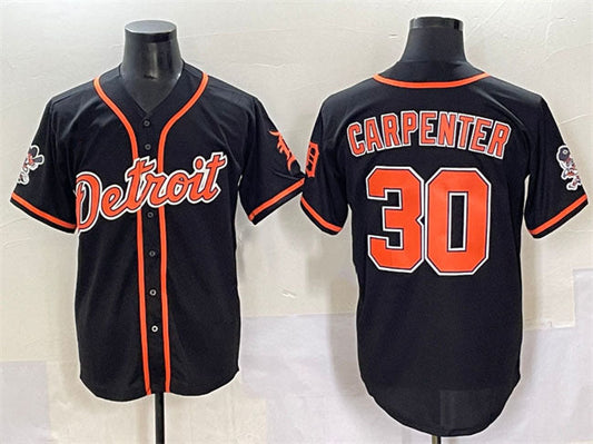 Detroit Tigers #30 Kerry Carpenter Black With Patch Cool Base Stitched Baseball Jersey