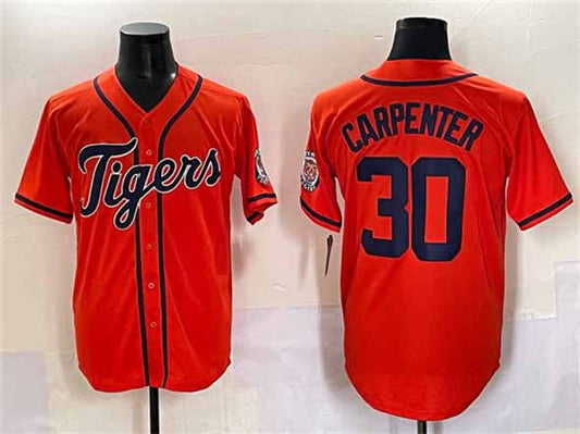 Detroit Tigers #30 Kerry Carpenter Orange With Patch Cool Base Stitched Baseball Jersey