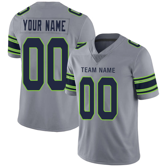 Custom S.Seahawks Gray Personalized Design Number for Men Women Youth and Your Own Name Footbal Jerseys