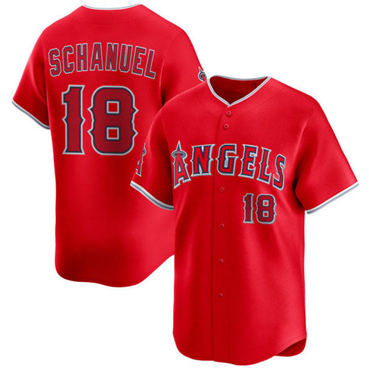 Los Angeles Angels #18 Nolan Schanuel Red Alternate Limited Stitched Baseball Jersey