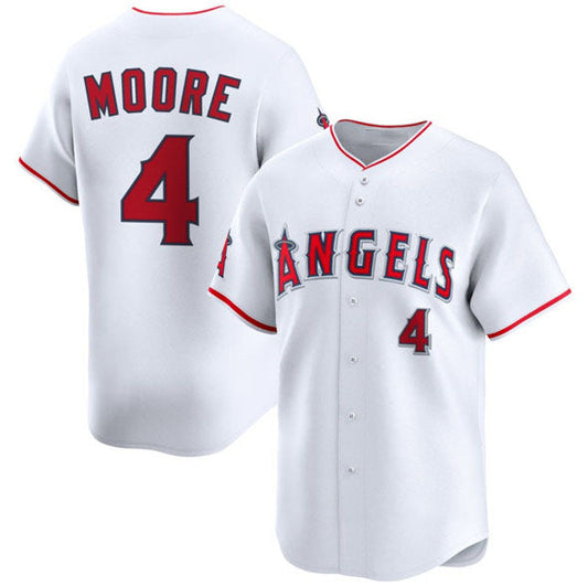 Los Angeles Angels #4 Christian Moore White Home Limited Stitched Baseball Jersey