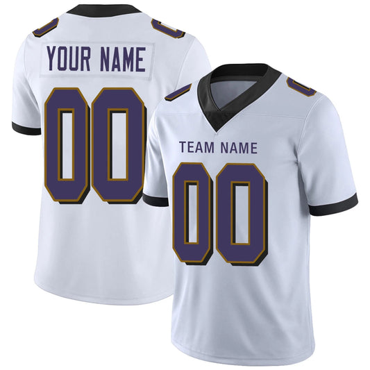 Custom B.Ravens White Personalized Design Number for Men Women Youth and Your Own Name Footbal Jerseys