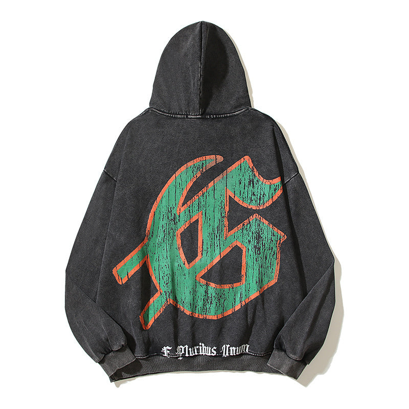 American High Street Godspeed Retro Printed Unisex Trendy Loose Hoodie