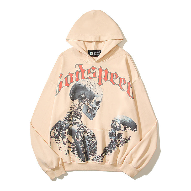 American High Street Godspeed Retro Printed Unisex Trendy Loose Hoodie