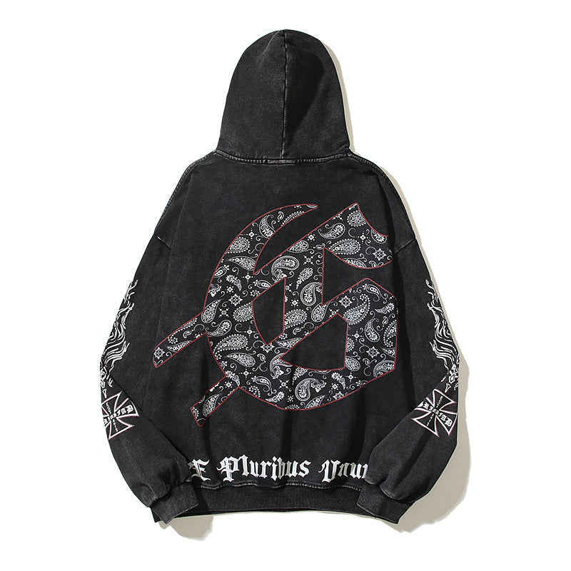 American High Street Godspeed Retro Printed Unisex Trendy Loose Hoodie