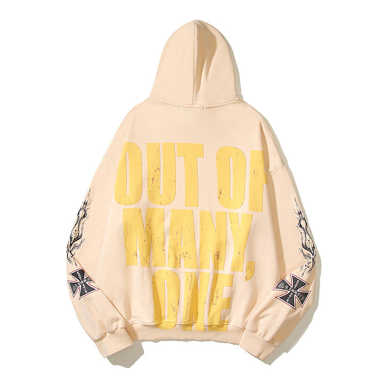 American High Street Godspeed Retro Printed Unisex Trendy Loose Hoodie