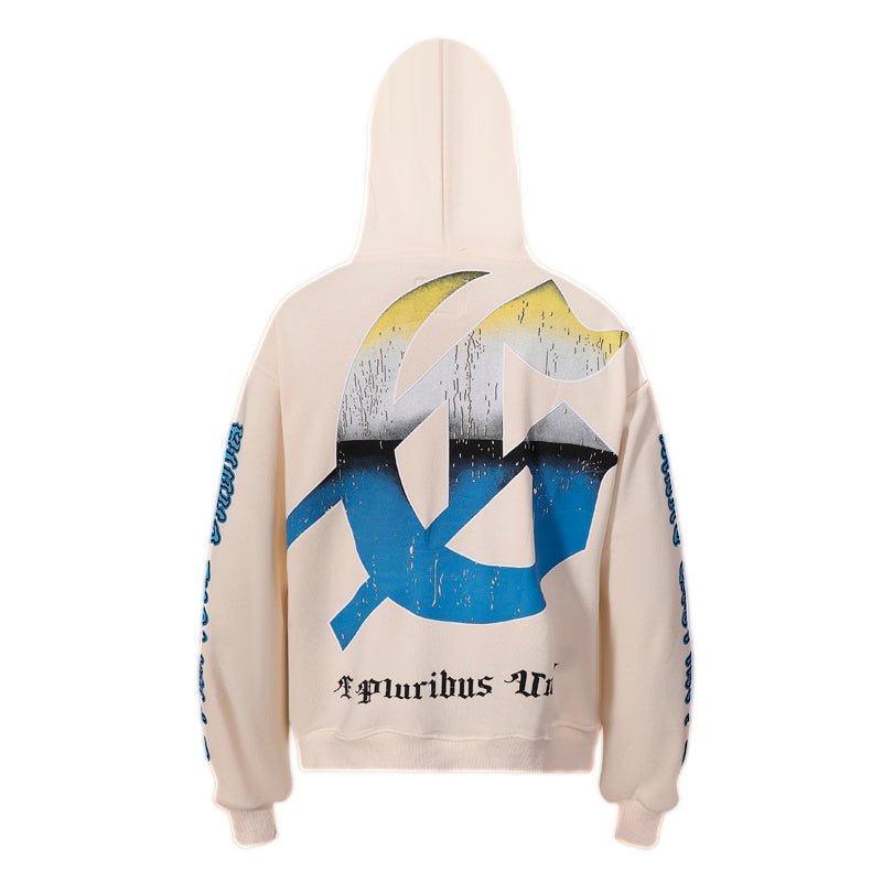 American High Street Godspeed Retro Printed Unisex Trendy Loose Hoodie
