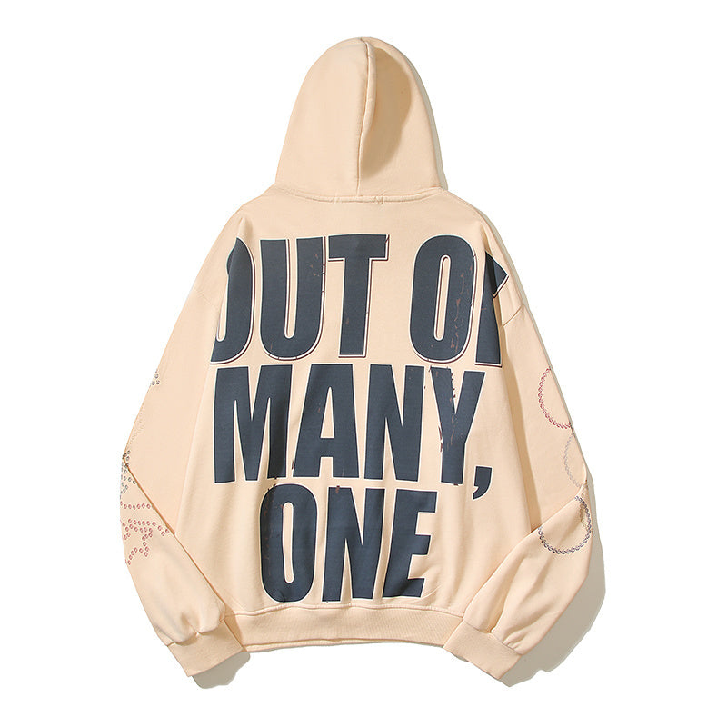 American High Street Godspeed Retro Printed Unisex Trendy Loose Hoodie